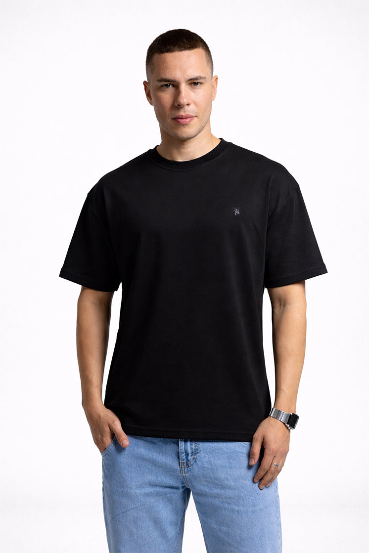3003 Oversize Bisiklet Yaka Siyah