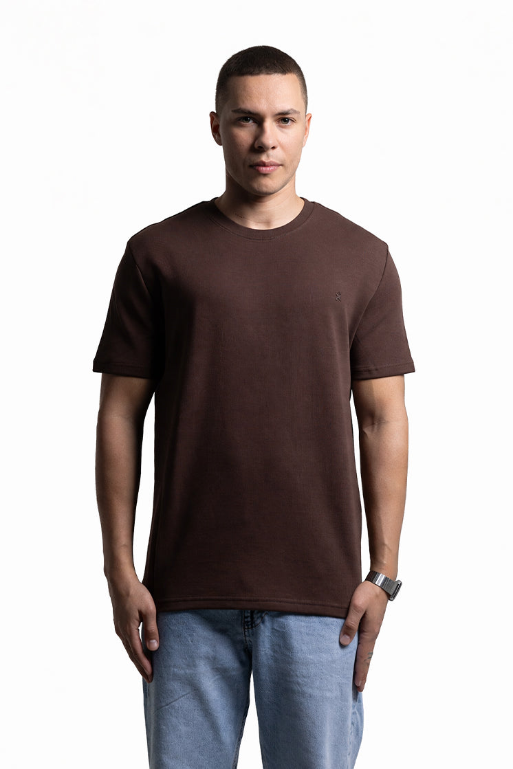 3002 Slim Fit Bisiklet Yaka Kahverengi