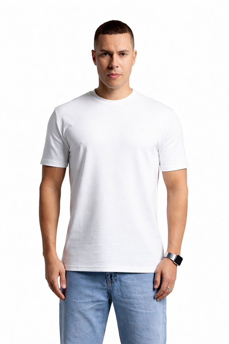 3002 Slim Fit Bisiklet Yaka Beyaz