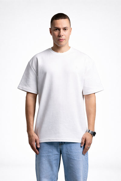 3003 Oversize Bisiklet Yaka Beyaz