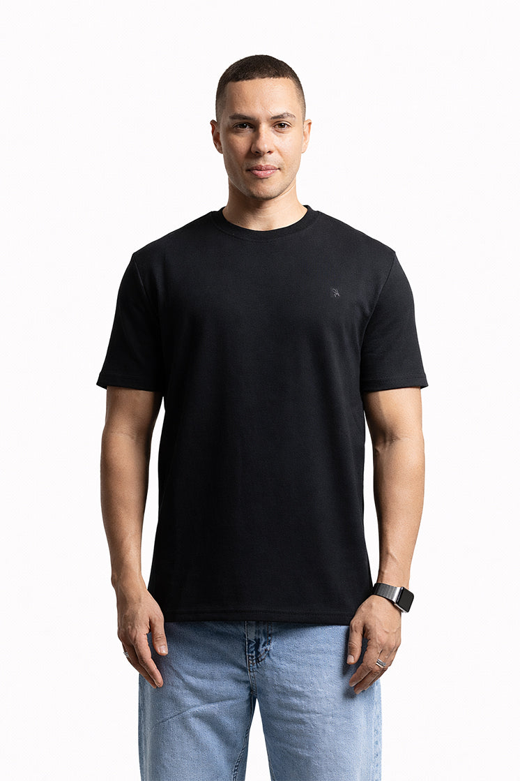 3002 Slim Fit Bisiklet Yaka Siyah