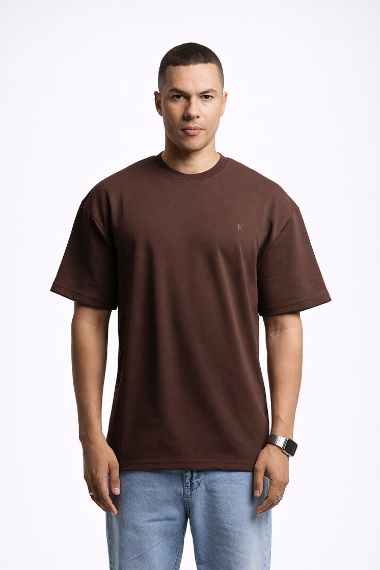 3003 Oversize Bisiklet Yaka Kahverengi