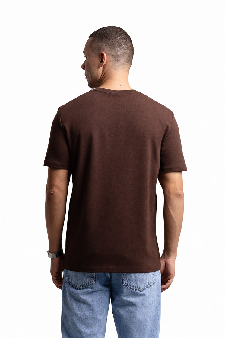 3002 Slim Fit Bisiklet Yaka Kahverengi