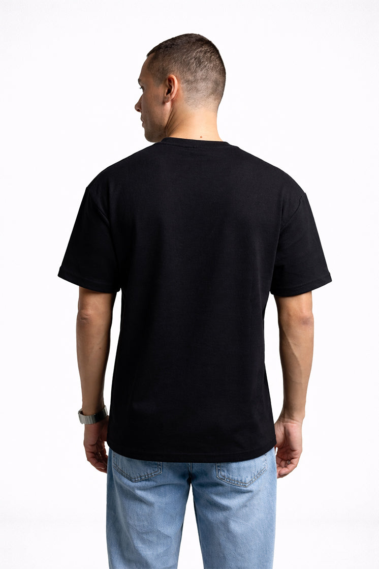 3003 Oversize Bisiklet Yaka Siyah