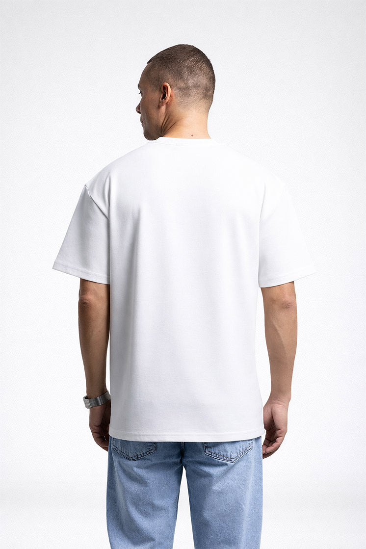 3003 Oversize Bisiklet Yaka Beyaz