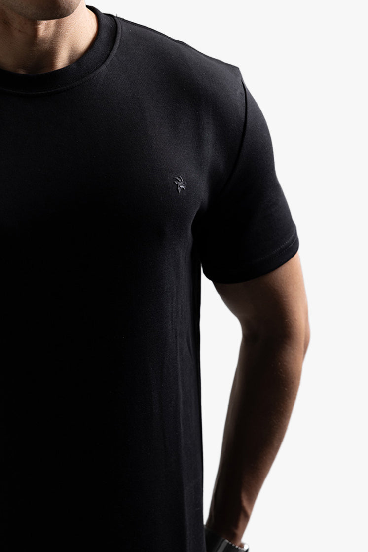 3002 Slim Fit Bisiklet Yaka Siyah