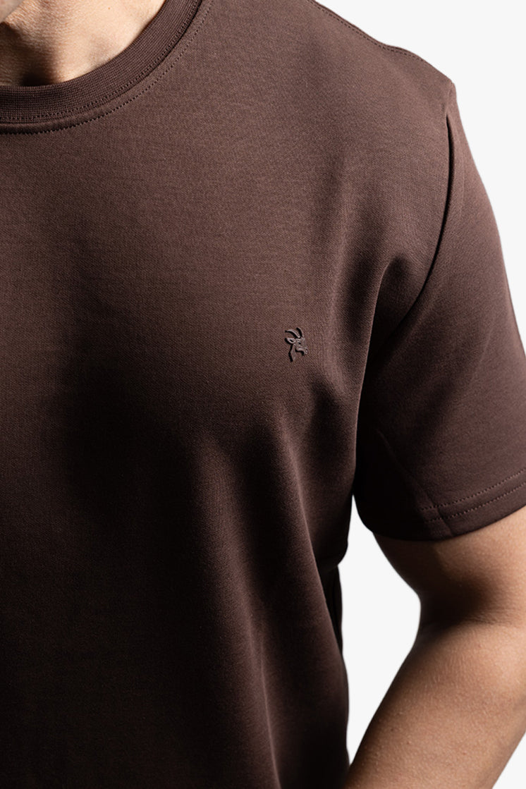 3002 Slim Fit Bisiklet Yaka Kahverengi