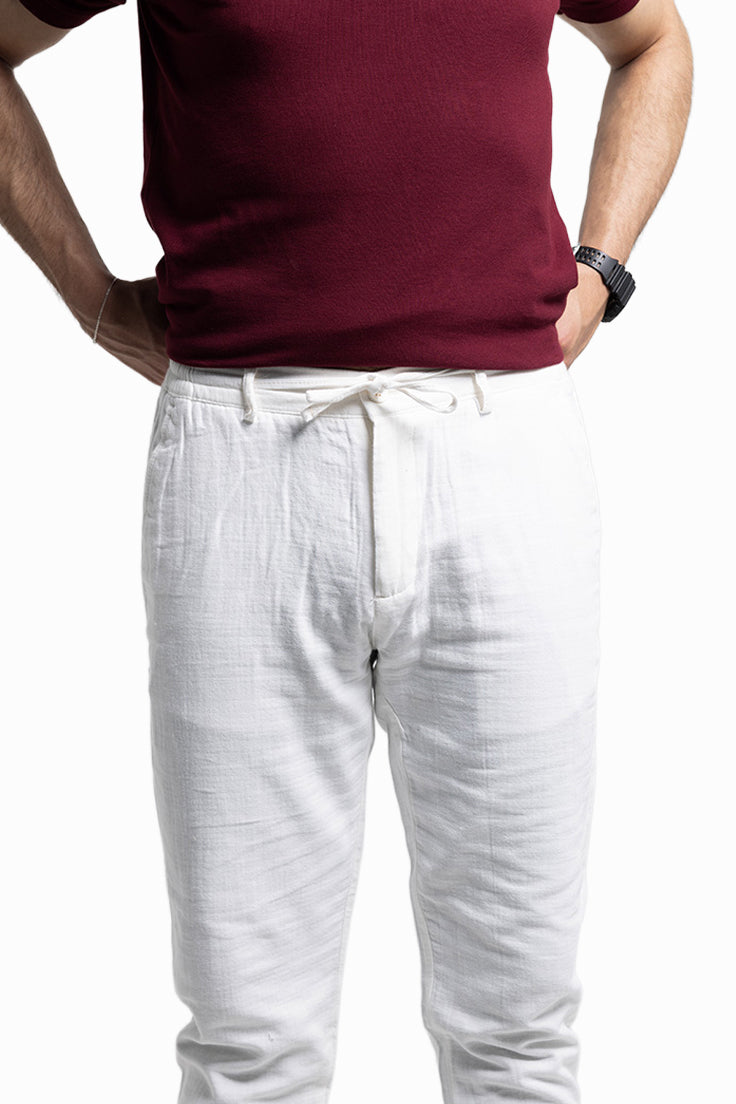 B717 Müslin Jogger Pantolon Beyaz