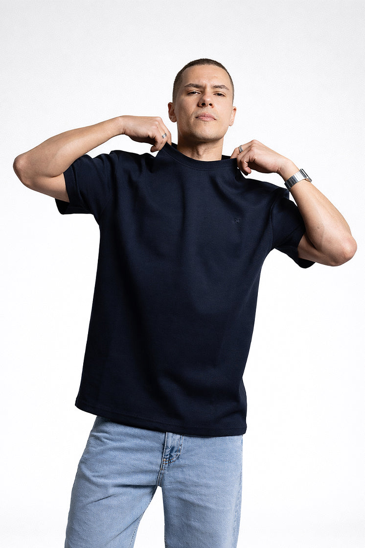 3003 Oversize Bisiklet Yaka Lacivert