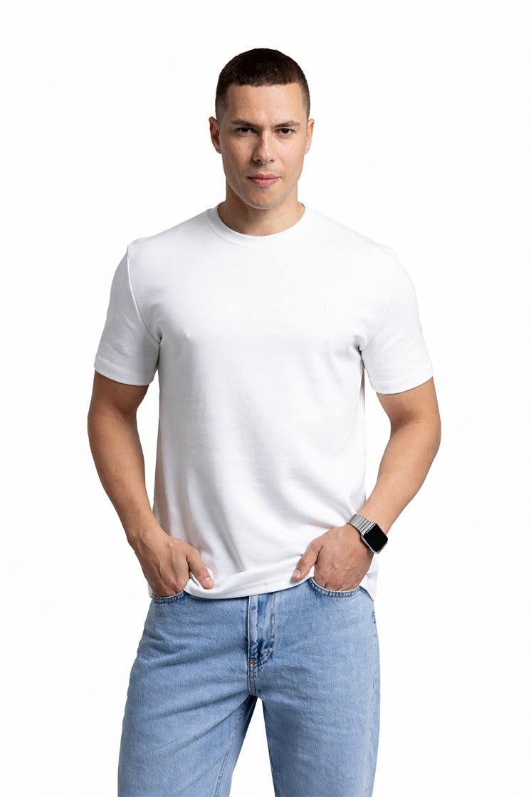 3002 Slim Fit Bisiklet Yaka Beyaz