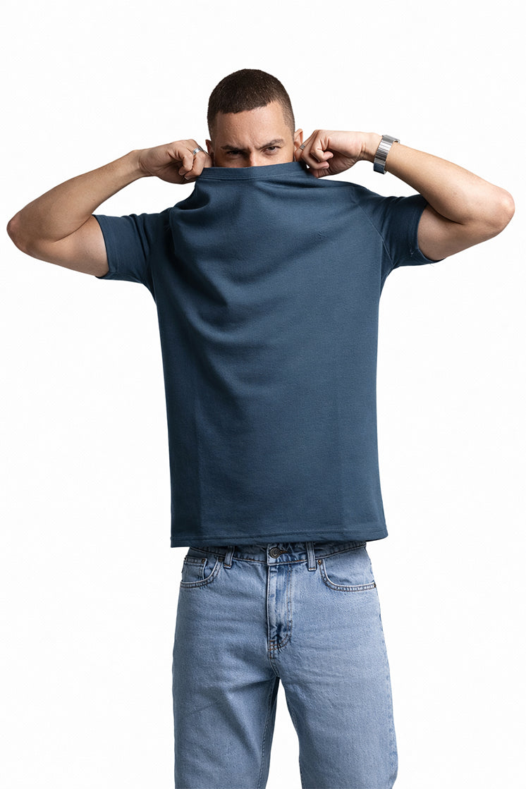 3002 Slim Fit Bisiklet Yaka İndigo