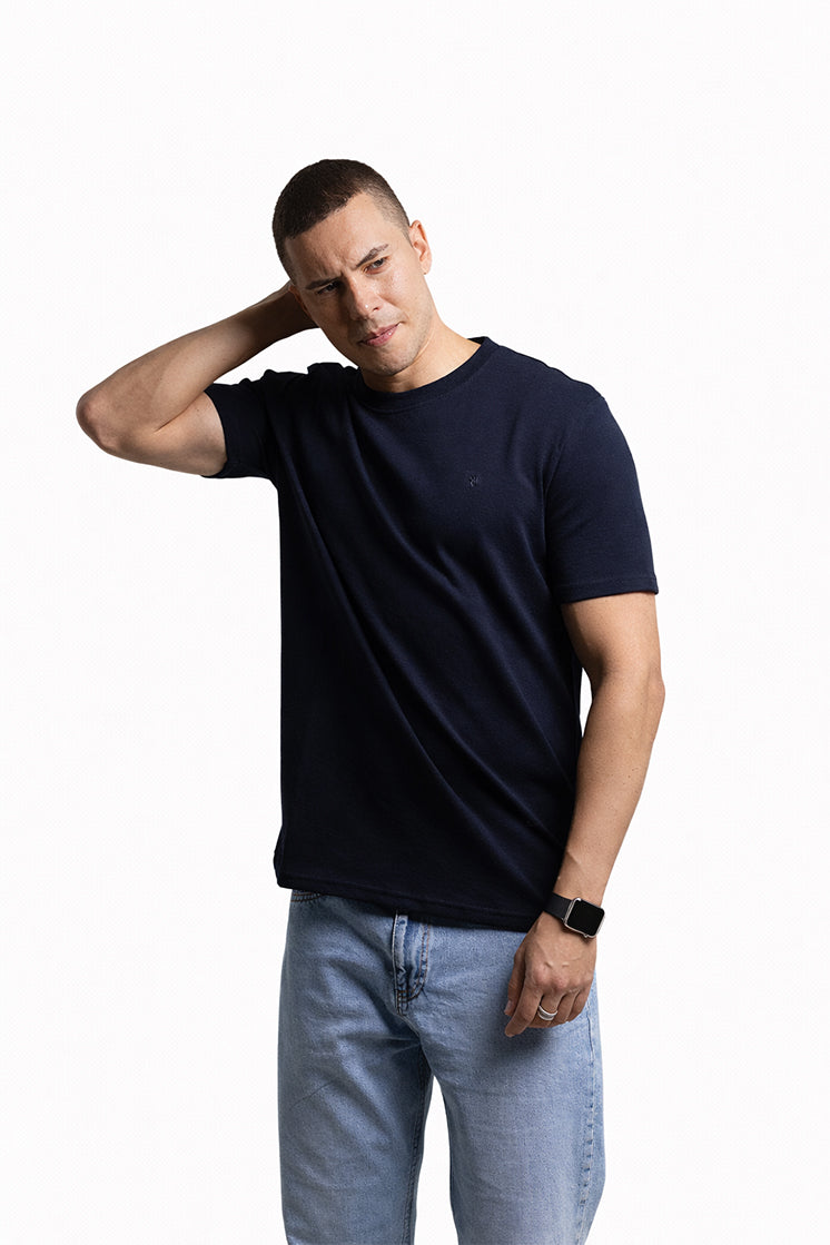 3002 Slim Fit Bisiklet Yaka Lacivert