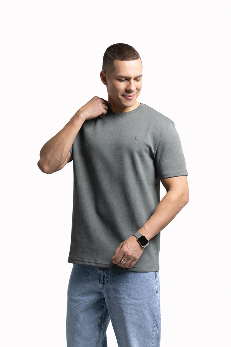 3002 Slim Fit Bisiklet Yaka Haki