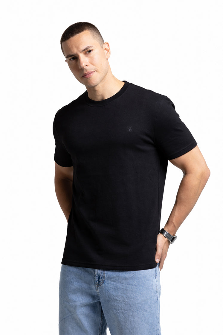 3002 Slim Fit Bisiklet Yaka Siyah