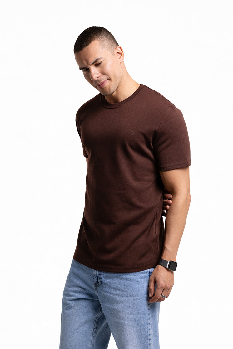 3002 Slim Fit Bisiklet Yaka Kahverengi
