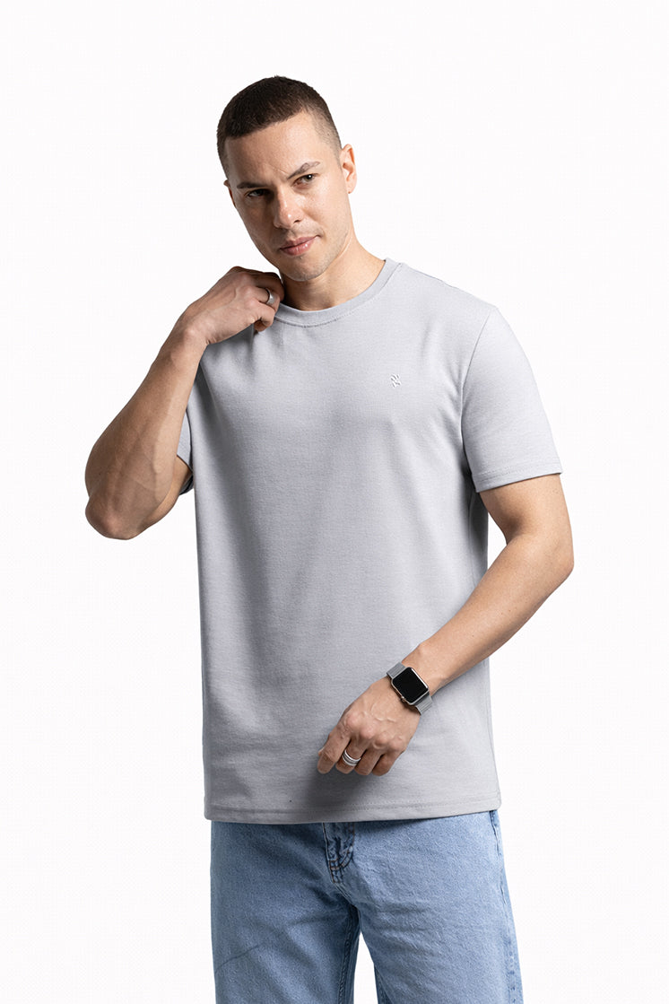 3002 Slim Fit Bisiklet Yaka Gri